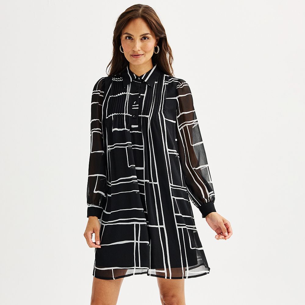 Petite Nine West Swing Pintuck Dress