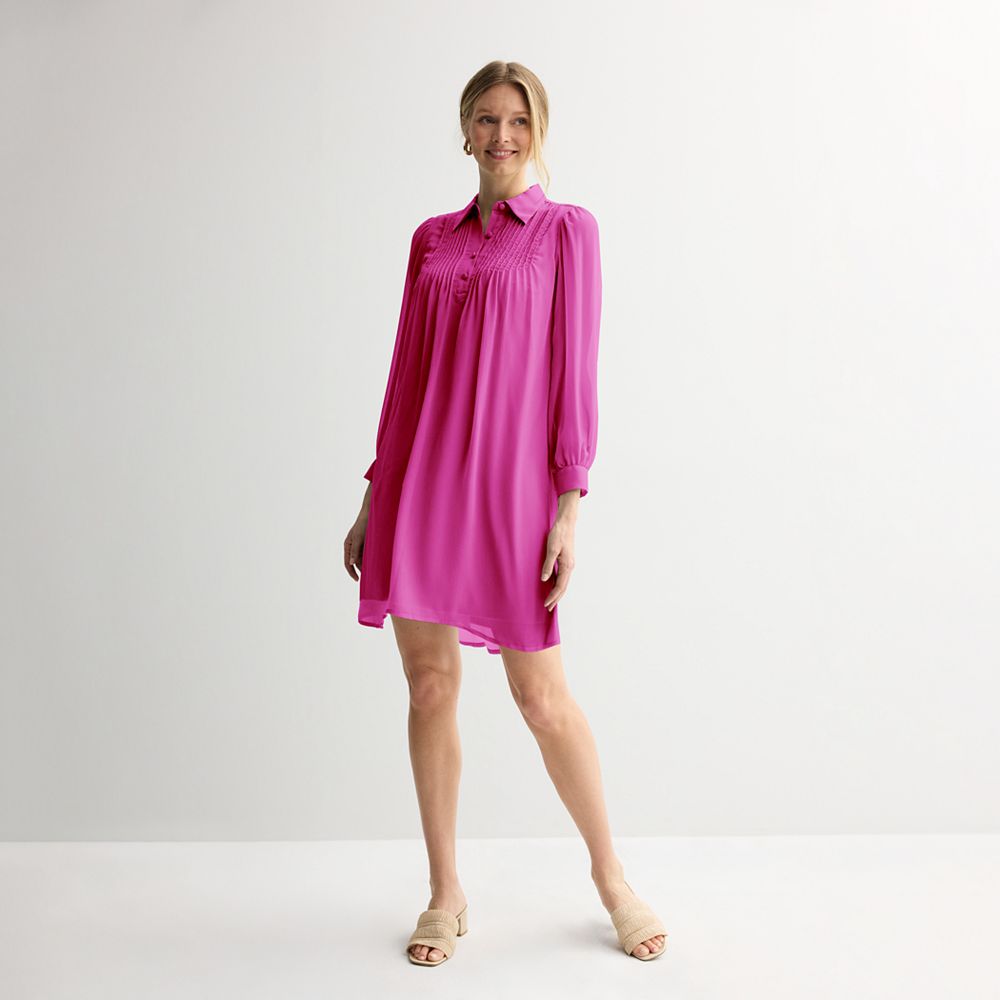 Petite Nine West Swing Pintuck Dress