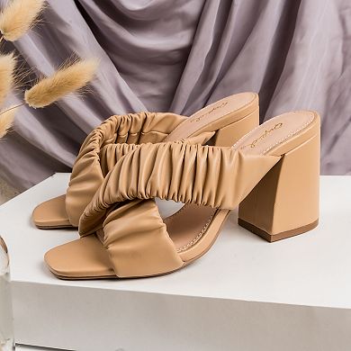 Qupid Cannoli-60 Women's Block Heel Sandals