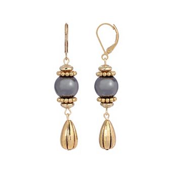 1928 Gold-Tone Semi-Precious Drop Earrings