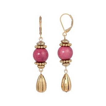 1928 Gold-Tone Semi-Precious Drop Earrings