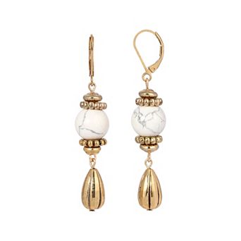 1928 Gold-Tone Semi-Precious Drop Earrings