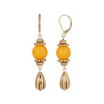 1928 Gold-Tone Semi-Precious Drop Earrings