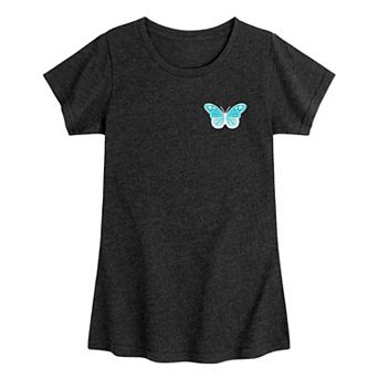 Girls 7-16 Butterfly Left Chest Graphic Tee
