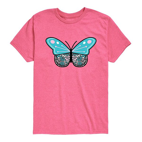 Butterfly and Roses on Geometric Kids' T-shirt (USA Size) main image 1