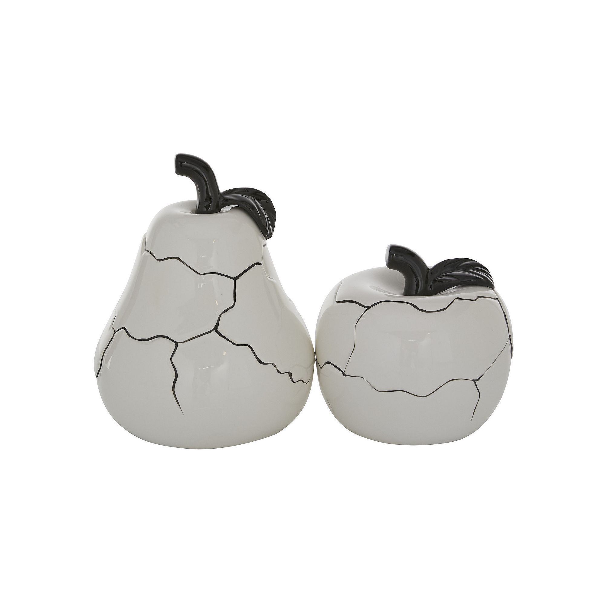 Stella & Eve Ceramic Decorative Sculpture with Cracked Looking Exterior, Wh