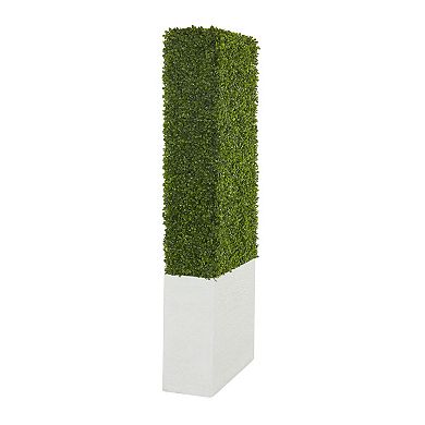 Stella & Eve Artificial Foliage Tall Topiary with Realistic Leaves and Black Cement Planter Box