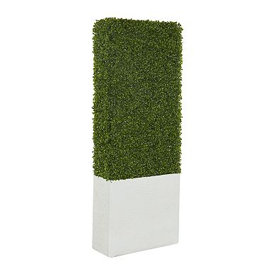 Stella & Eve Artificial Foliage Tall Topiary with Realistic Leaves and Black Cement Planter Box