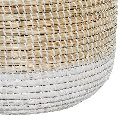 Stella & Eve Seagrass Handmade Two-Tone Storage Basket with Handles 2-Piece Set