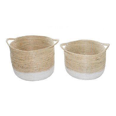 Stella & Eve Seagrass Handmade Two-Tone Storage Basket with Handles 2-Piece Set