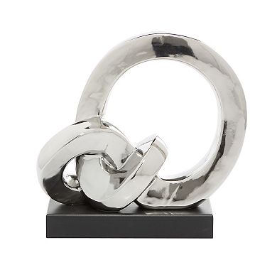 Stella & Eve Silver Finish Ceramic Link Sculpture Table Decor