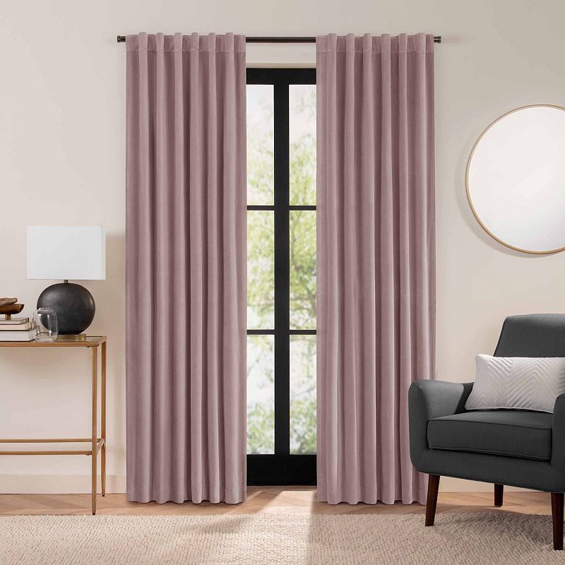 Eclipse Luxury Cotton Velvet 100% Blackout Rod Pocket Back Tab 1 Piece Curtain Panel, 84" x 50"