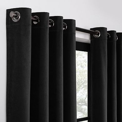 eclipse Luxury Velvet 100% Blackout Grommet Window Curtain Panel