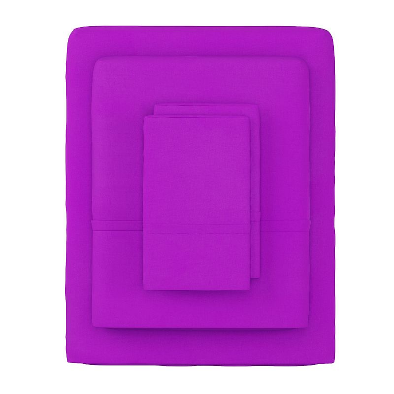 Lavish Home Wrinkle and Stain Resistant Microfiber 3-piece Sheet and Pillowcase Set, Purple