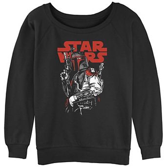 Juniors' Star Wars Distressed Boba Fett Headhunter Slouchy Graphic Sweatshirt