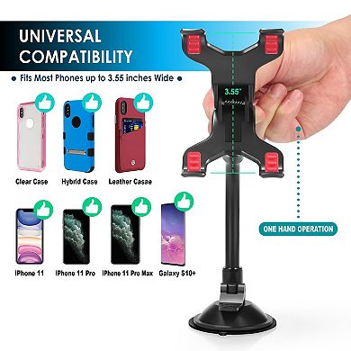 Insten Universal Car Phone Mount, Windshield And Dashboard Suction Mount