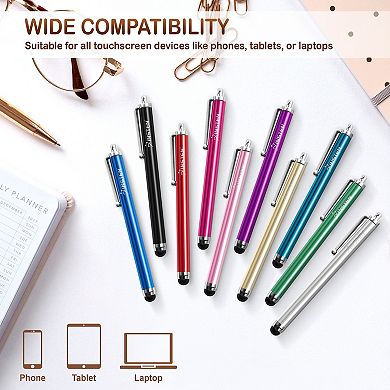 20 Pack Universal Capacitive Stylus Pen For All Touch Screens, 10 Multicolor