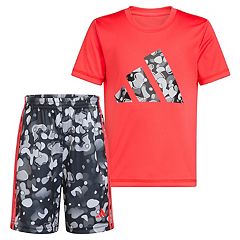 HUDSON Toddler Boy Pink Polo shirt & Grey Sweat Shorts Outfit Set 3T