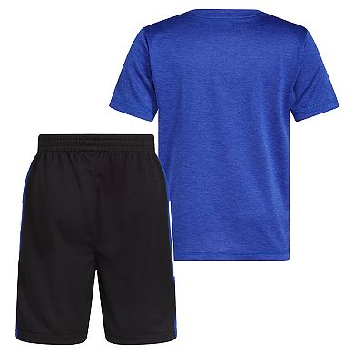 Toddler Boy adidas Soccer Splash Graphic Tee & 3-Stripe Colorblock Shorts Set