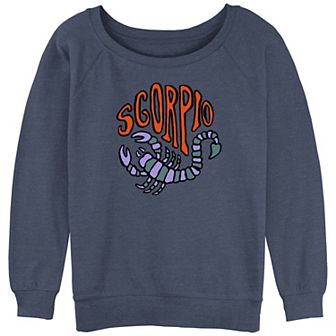 Juniors' Mad Engine Zodiac Scorpio Sign Scorpion Sketch Slouchy Graphic Sweatshirt