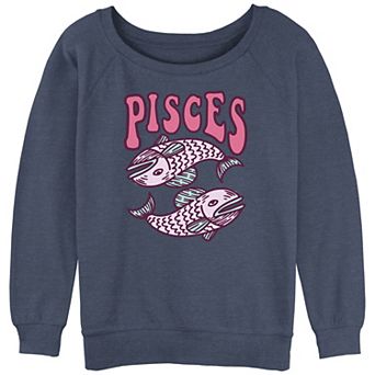 Juniors' Mad Engine Zodiac Pisces Sign Fish Sketch Slouchy Graphic Sweatshirt