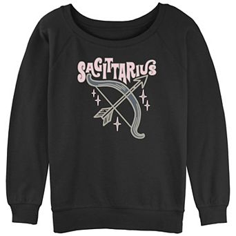 Juniors' Mad Engine Zodiac Sagittarius Sign Bow and Arrow Sketch Slouchy Graphic Sweatshirt
