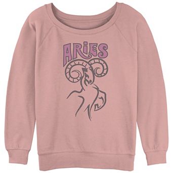 Juniors' Mad Engine Zodiac Aries Sign Bighorn Sheep Sketch Slouchy Graphic Sweatshirt