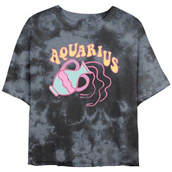 Juniors' Mad Engine Zodiac Aquarius Sign Astral Jar Bombard Wash Graphic Tee