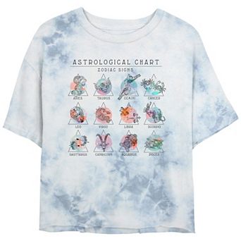Juniors' Astrological Chart Zodiac Signs Bombard Wash Graphic Tee