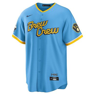 Men's Nike Christian Yelich Powder Blue Milwaukee Brewers 2022 City Connect Replica Player Jersey