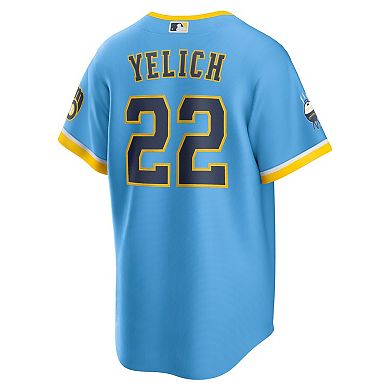 Men's Nike Christian Yelich Powder Blue Milwaukee Brewers 2022 City Connect Replica Player Jersey
