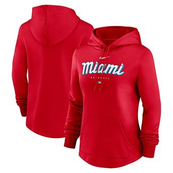 Women's Nike Red Miami Marlins City Connect Pregame Performance Pullover Hoodie