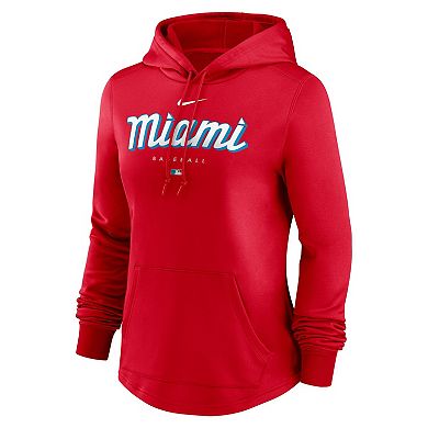 Women's Nike Red Miami Marlins City Connect Pregame Performance Pullover Hoodie