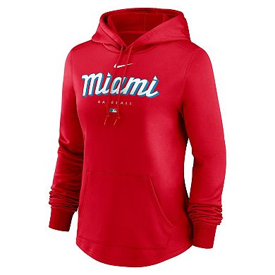 Women's Nike  Red Miami Marlins City Connect Pregame Performance Pullover Hoodie