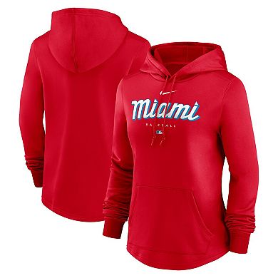 Women's Nike Red Miami Marlins City Connect Pregame Performance Pullover Hoodie