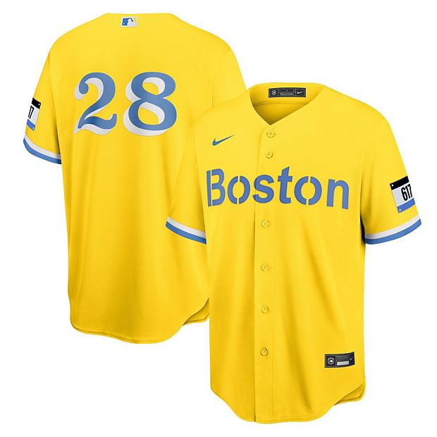 Nike MLB Boston Red Sox City Connect (J.D. Martinez) Men's Replica Baseball Jersey - Gold/Light Blue M