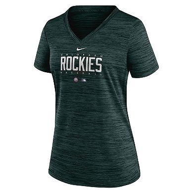 Women's Nike  Green Colorado Rockies City Connect Velocity Practice Performance V-Neck T-Shirt
