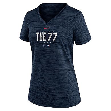 Women's Nike Navy Chicago Cubs City Connect Velocity Practice Performance V-Neck T-Shirt