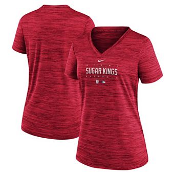 Women's Nike Red Miami Marlins City Connect Velocity Practice Performance V-Neck T-Shirt