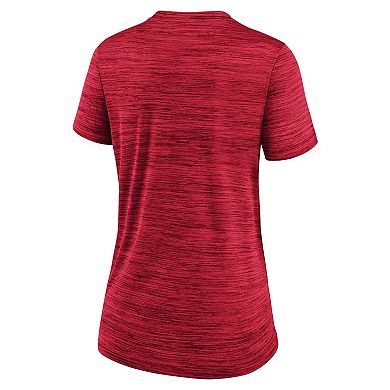 Women's Nike Red Miami Marlins City Connect Velocity Practice Performance V-Neck T-Shirt