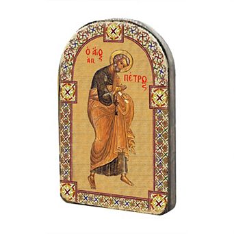 G.Debrekht Saint Peter Wooden Gold Plated Religious Christian Sacred Icon Inspirational Icon Decor - 86042