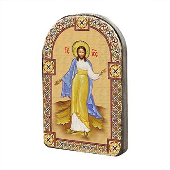 G.Debrekht Jesus Wooden Gold Plated Religious Christian Sacred Icon Inspirational Icon Decor - 86051