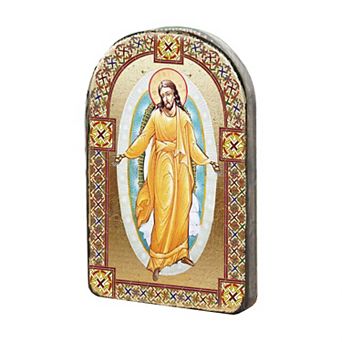G.Debrekht Resurrection Wooden Gold Plated Religious Christian Sacred Icon Inspirational Icon Decor - 86059