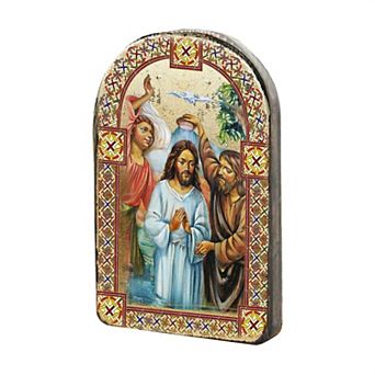 G.Debrekht Christening Wooden Gold Plated Religious Christian Sacred Icon Inspirational Icon Decor - 86043