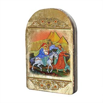 G.Debrekht Flight to Egypt Wooden Gold Plated Religious Orthodox Sacred Icon Inspirational Icon Decor - 86016