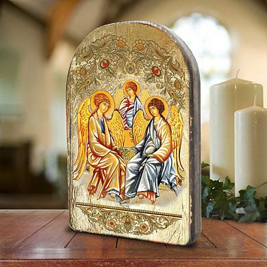 G.Debrekht Testament Trinity Wooden Gold Plated Religious Orthodox Sacred Icon Inspirational Icon Decor - 86015