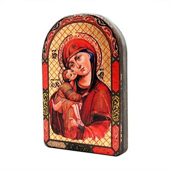 G.Debrekht Mother of God Wooden Gold Plated Religious Orthodox Sacred Icon Inspirational Icon Decor - 86011
