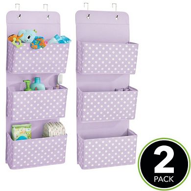 mDesign Fabric Nursery Hanging Organizer, 3 Pockets, 2 Pack