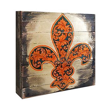 G.Debrekht Cross Fleur De Lis Wooden Gold Plated Wall Art by Museum Icon Inspirational Icon Decor - 85098