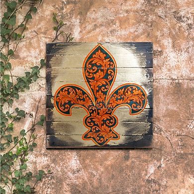 G.Debrekht Cross Fleur De Lis Wooden Gold Plated Wall Art by Museum Icon Inspirational Icon Decor - 85098